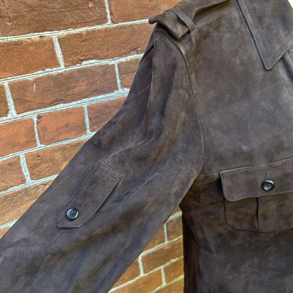 STRENESSE Dark Brown Suede Lace-Up Military Jacket - Picture 3 of 11